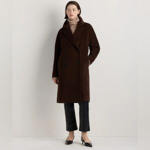 NWOT Double-Breasted Dark Chocolate Brown Wool Cashmere Slouch Coat XL